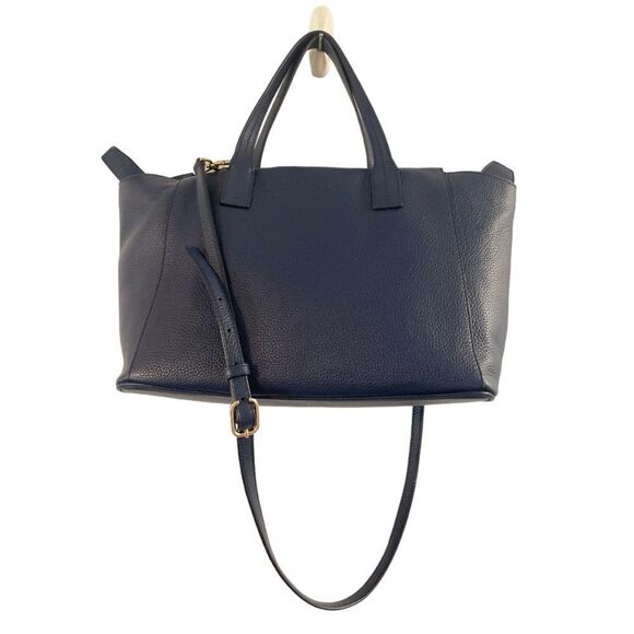 Tory Burch Thea Navy Leather Tote Satchel Purse Women’s Luxury Bag - Picture 8 of 15